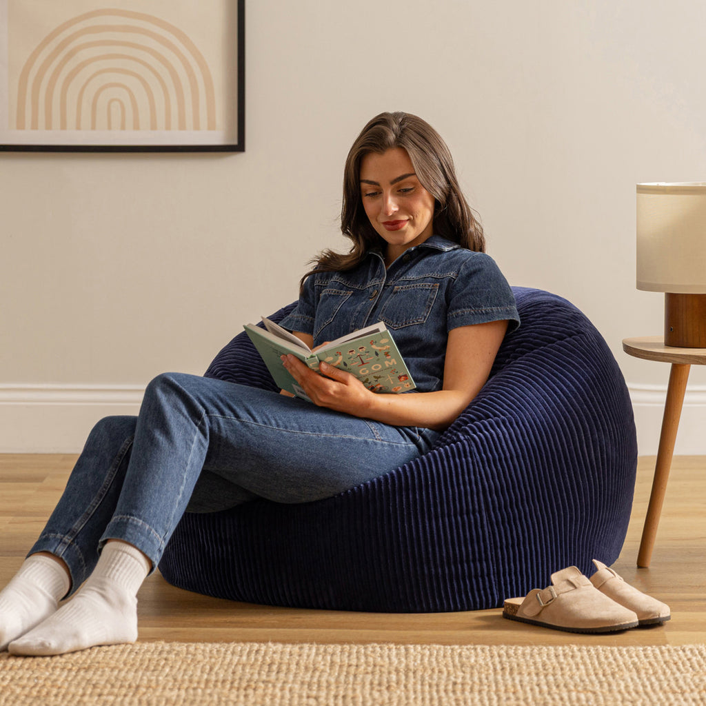 Kingston Cord Classic Bean Bag Navy Blue