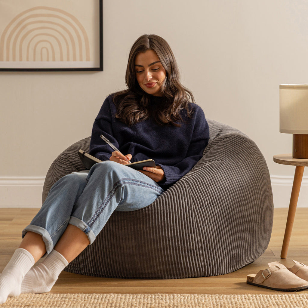 Kingston Cord Classic Bean Bag Charcoal Grey