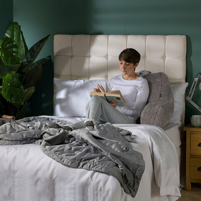 Rosa Quilted Velvet Throw - Grey
