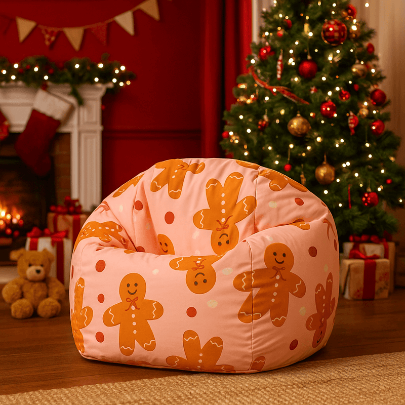 Kids Festive Gingerbread Print Classic Bean Bag