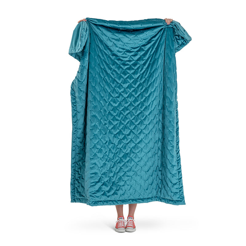 Rosa Quilted Velvet Throw - Teal