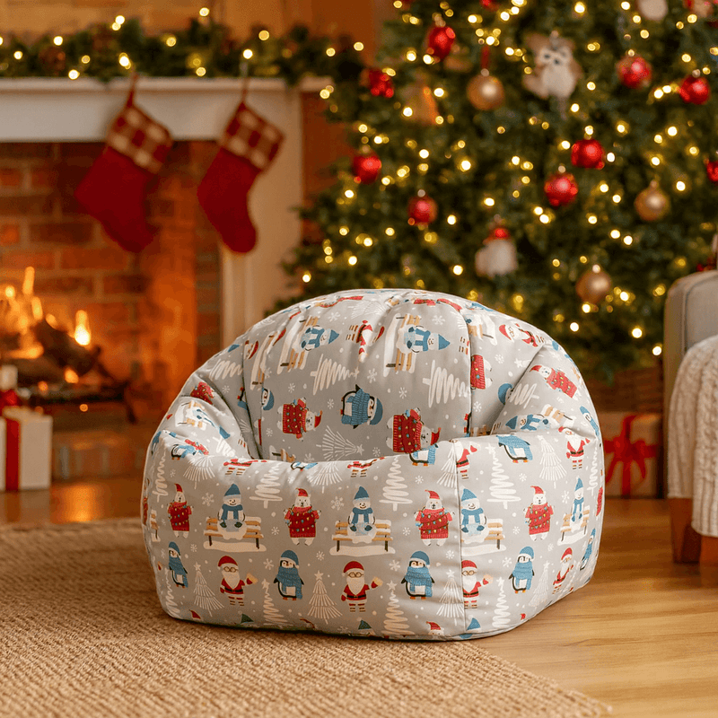 Kids Festive Santa Claus Print Classic Bean Bag