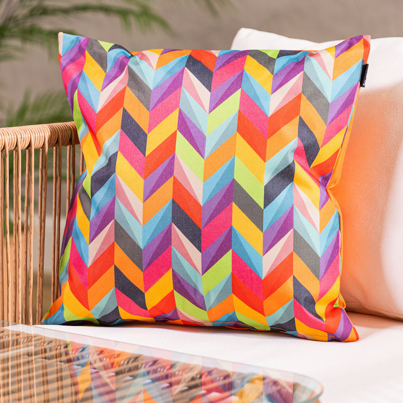 Rainbow Herringbone Outdoor Cushion