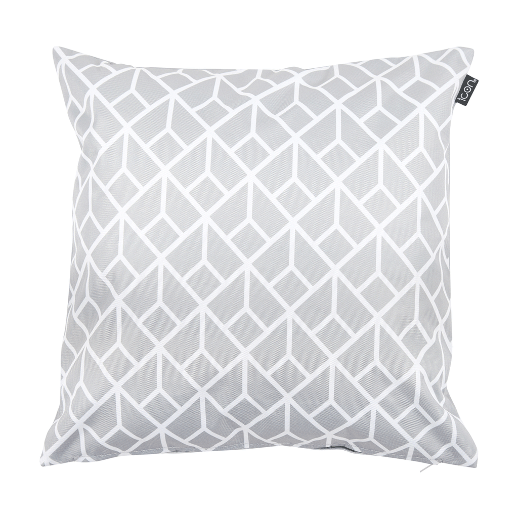 Art Deco Geometric Print Outdoor Cushion Light Grey