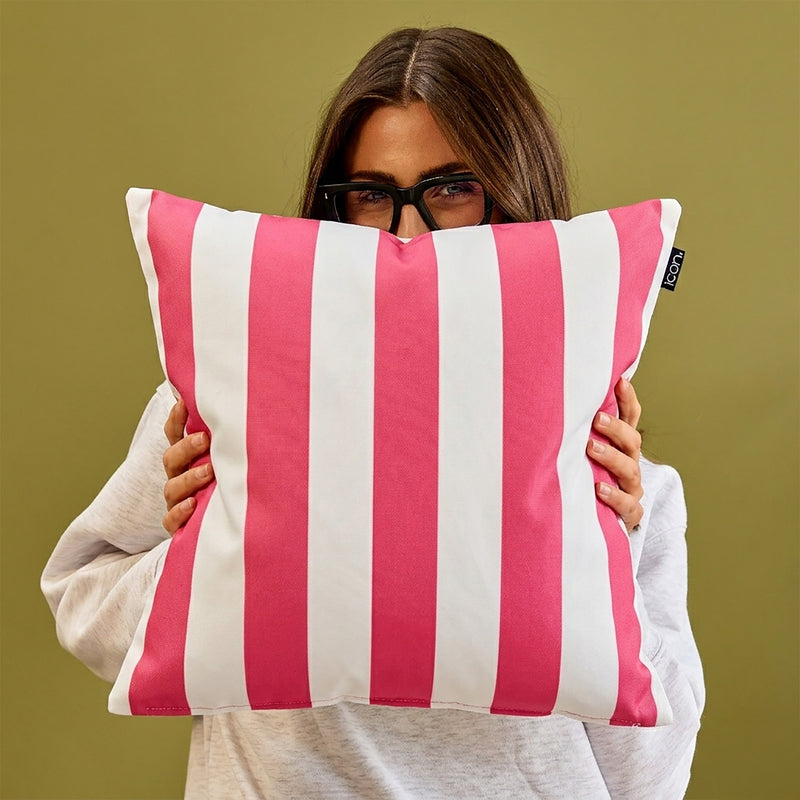 Deck Stripe Indoor-Outdoor Cushion - Pink