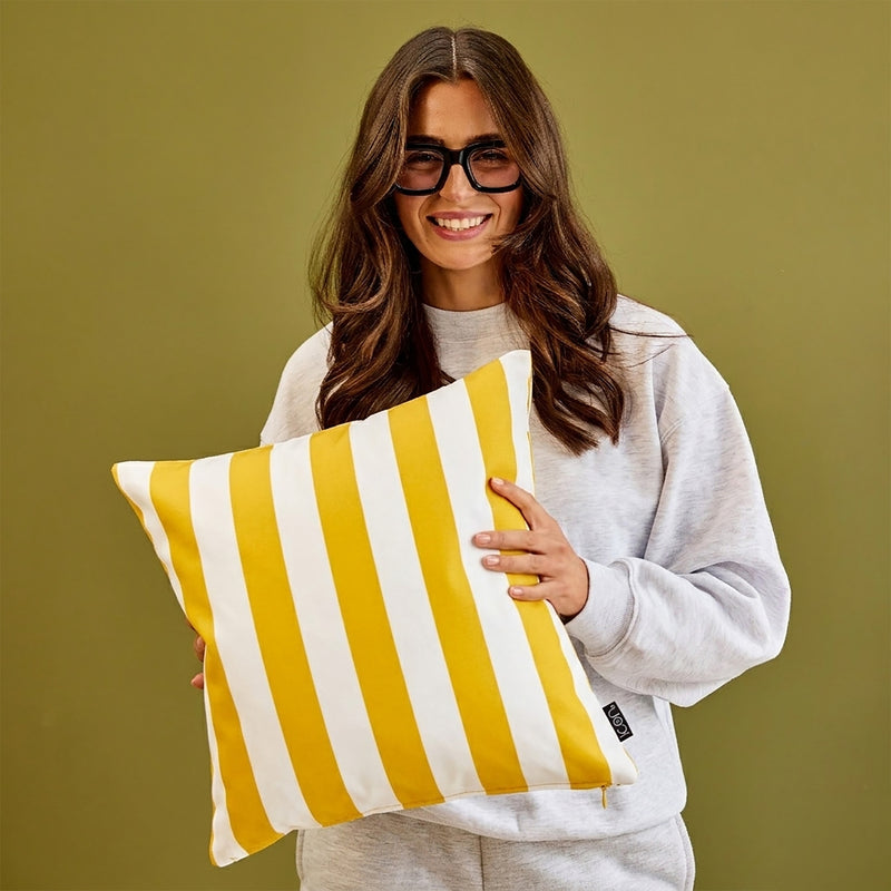 Deck Stripe Indoor-Outdoor Cushion - Yellow
