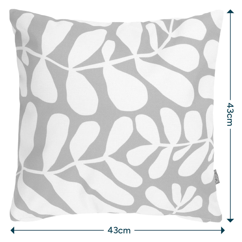 Abstract Leaf Print Indoor-Outdoor Cushion - Blue