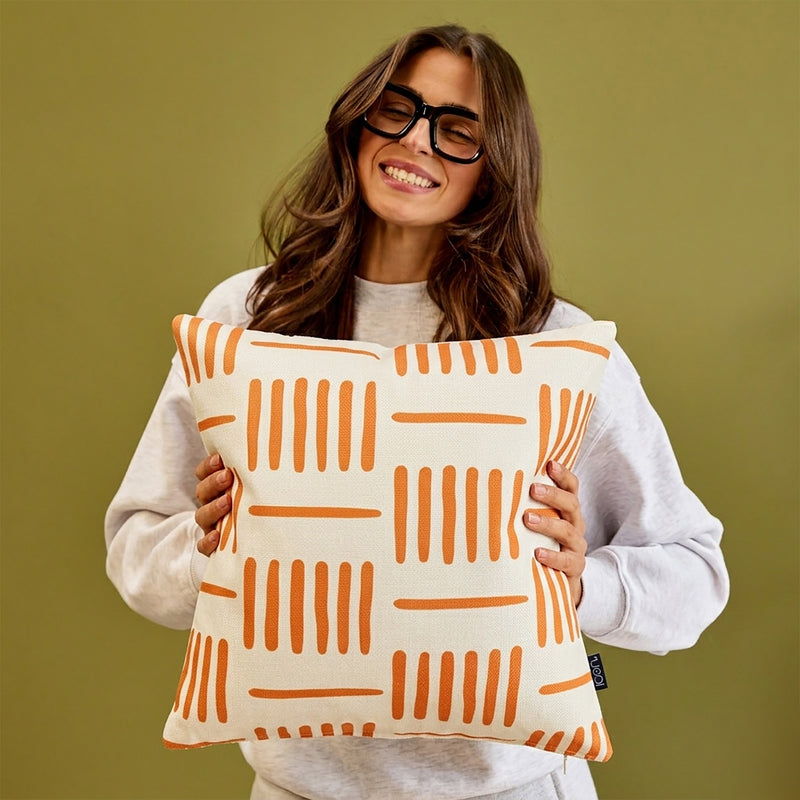 Graphic Lines Indoor-Outdoor Cushion - Orange