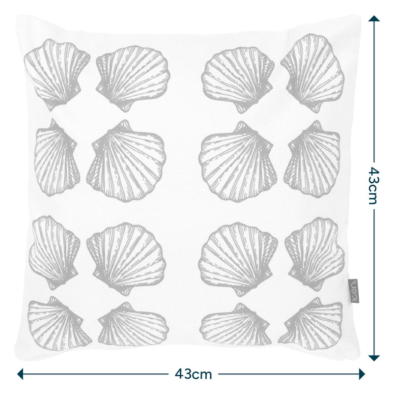 Small Sea Shell Print Indoor-Outdoor Cushion - Cream