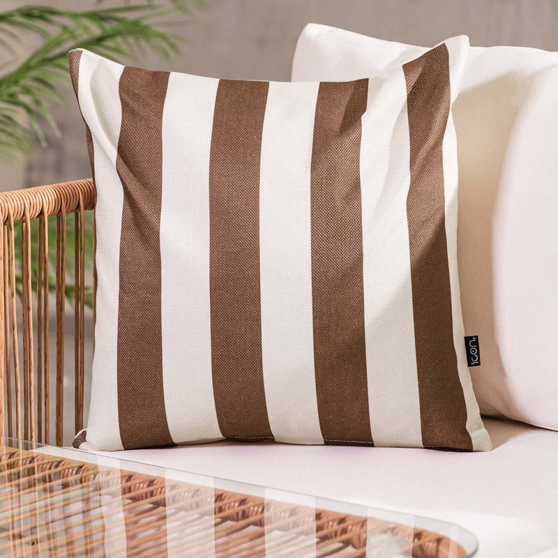 Stripe Indoor-Outdoor Cushion - Chocolate Brown