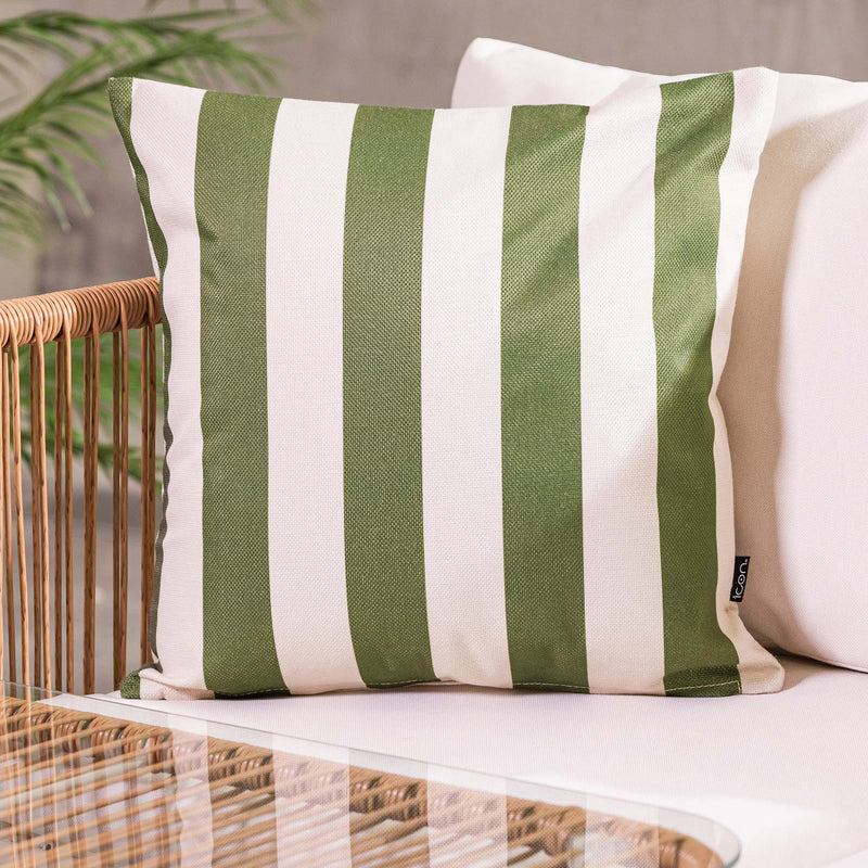Stripe Indoor-Outdoor Cushion - Olive Green