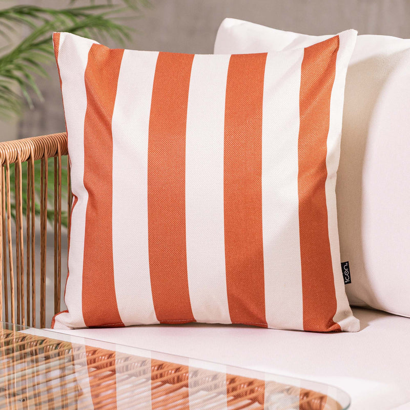 Stripe Indoor-Outdoor Cushion - Terracotta Orange