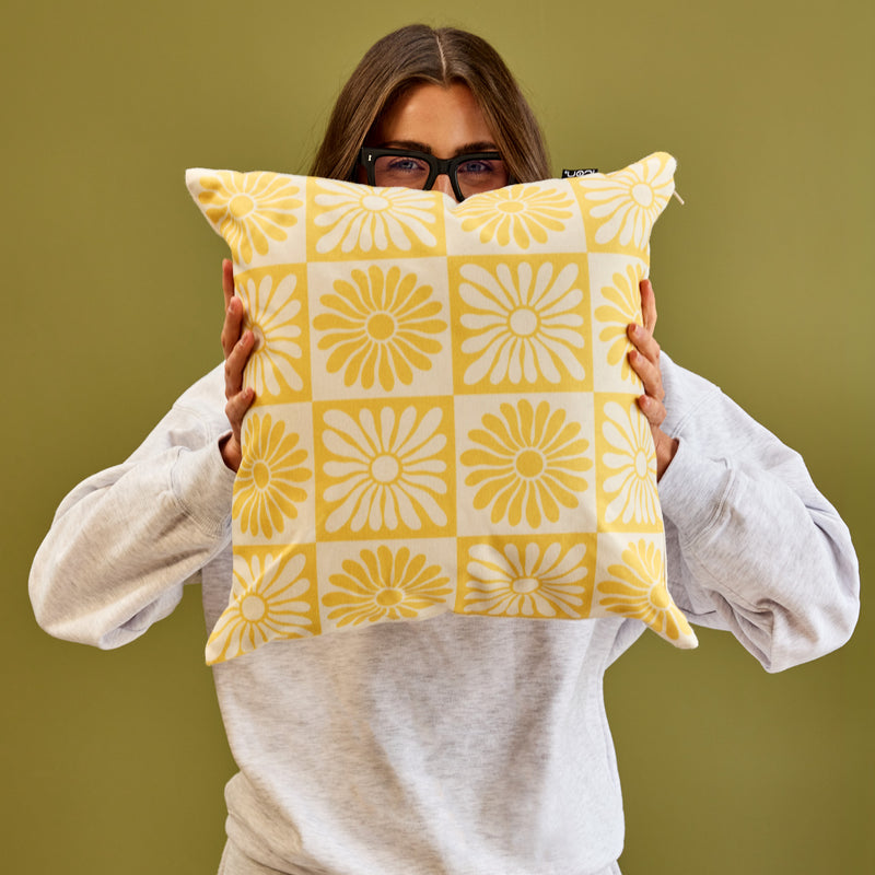 Summer Flower Indoor-Outdoor Cushion - Yellow