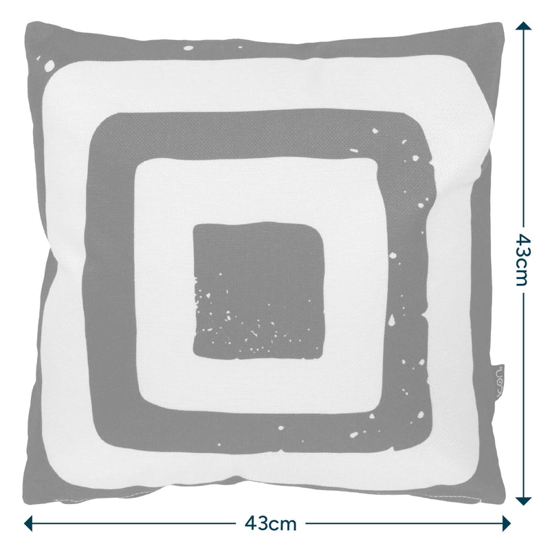 Square Print Indoor-Outdoor Cushion - Black & White