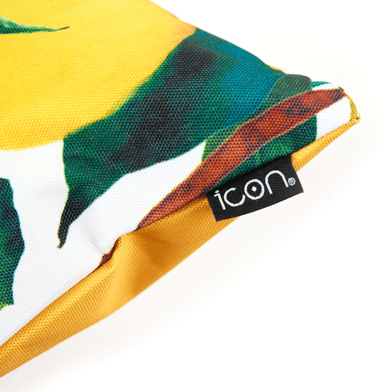 Lemon Leaf Print Indoor-Outdoor Cushion - Multicolour