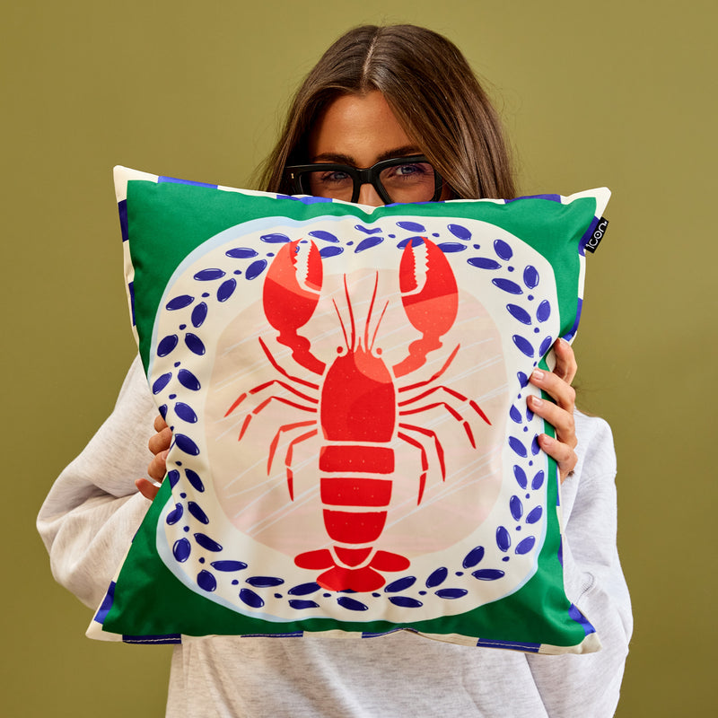 Italian Lobster Print Indoor-Outdoor Cushion
