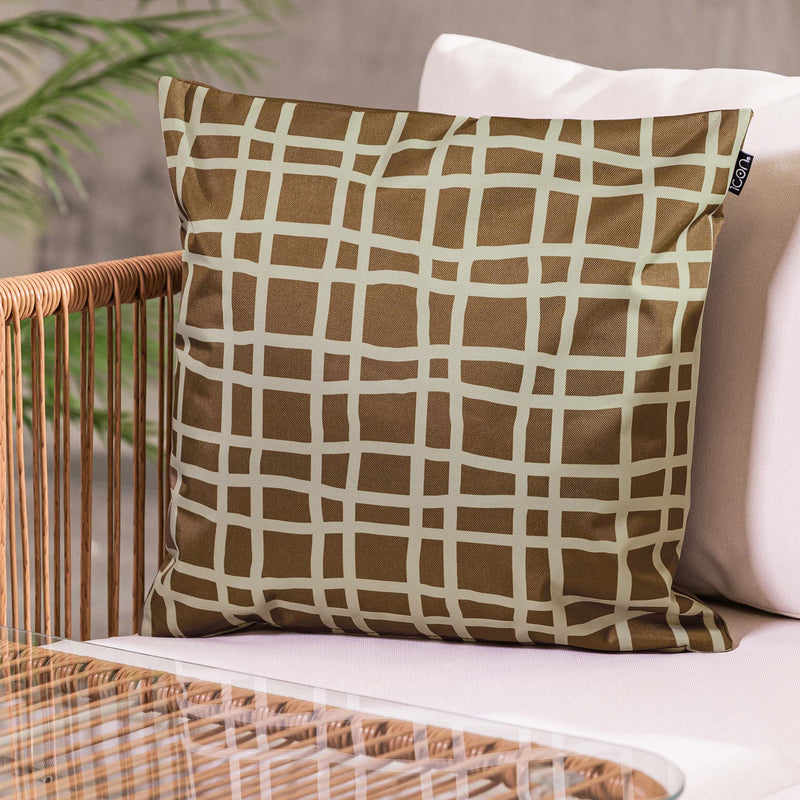 Abstract Print Indoor-Outdoor Cushion - Brown