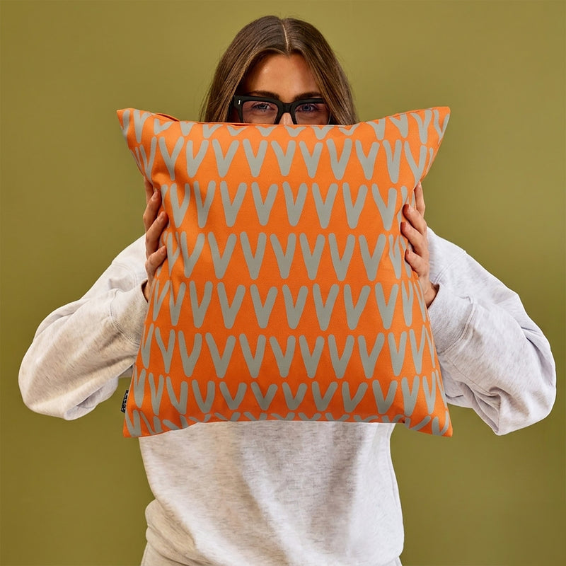 Abstract Print Indoor-Outdoor Cushion - Burnt Orange