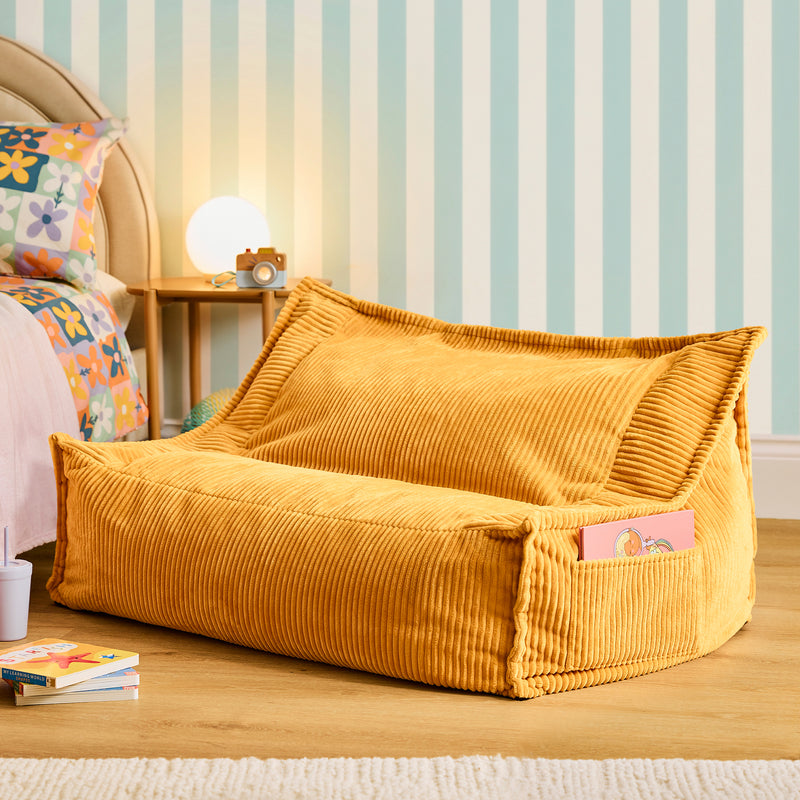 Kids Francesco Cord Bean Bag Sofa - Ochre