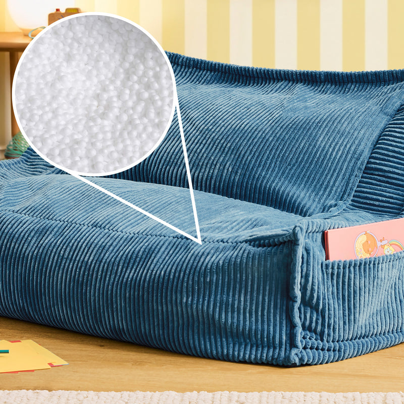 Kids Francesco Cord Bean Bag Sofa - Denim Blue