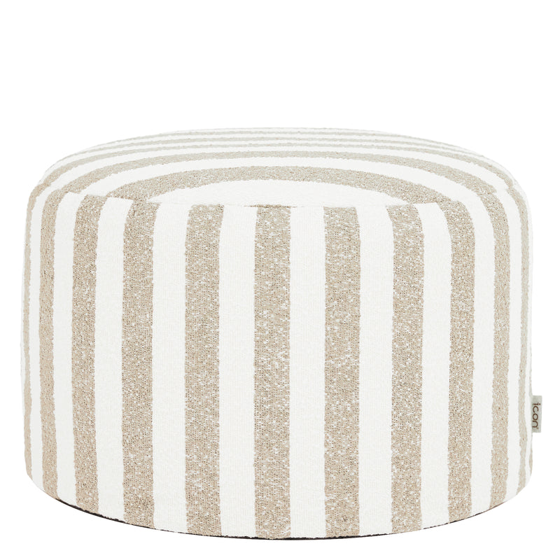 Milano Stripe Bouclé Round Footstool - Natural