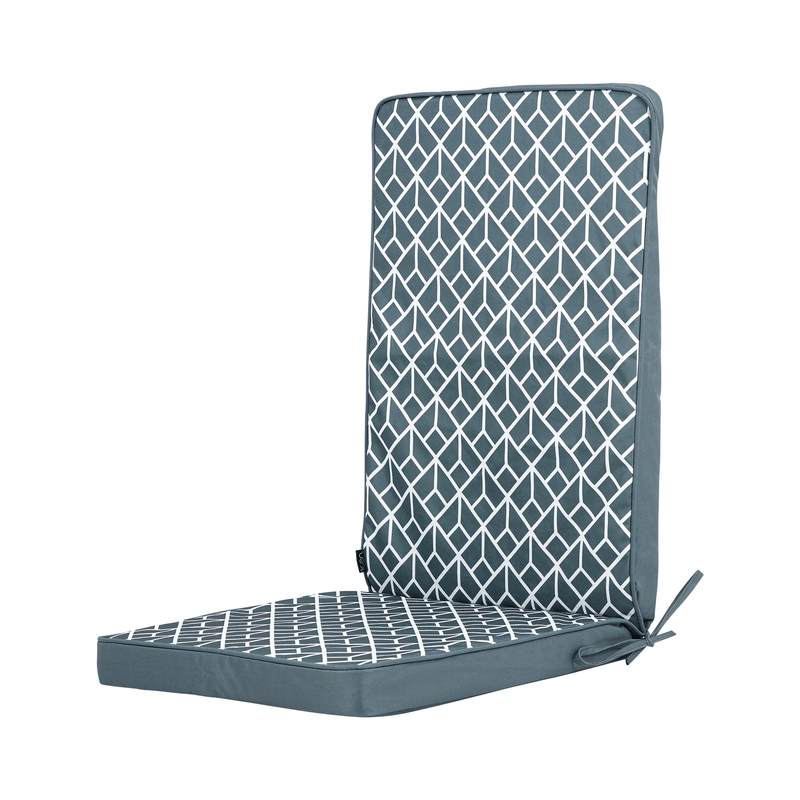 Geometric Print Outdoor High Back Seat Pad - Charcoal Grey
