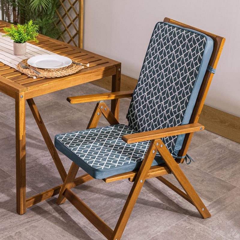 Geometric Print Outdoor High Back Seat Pad - Charcoal Grey