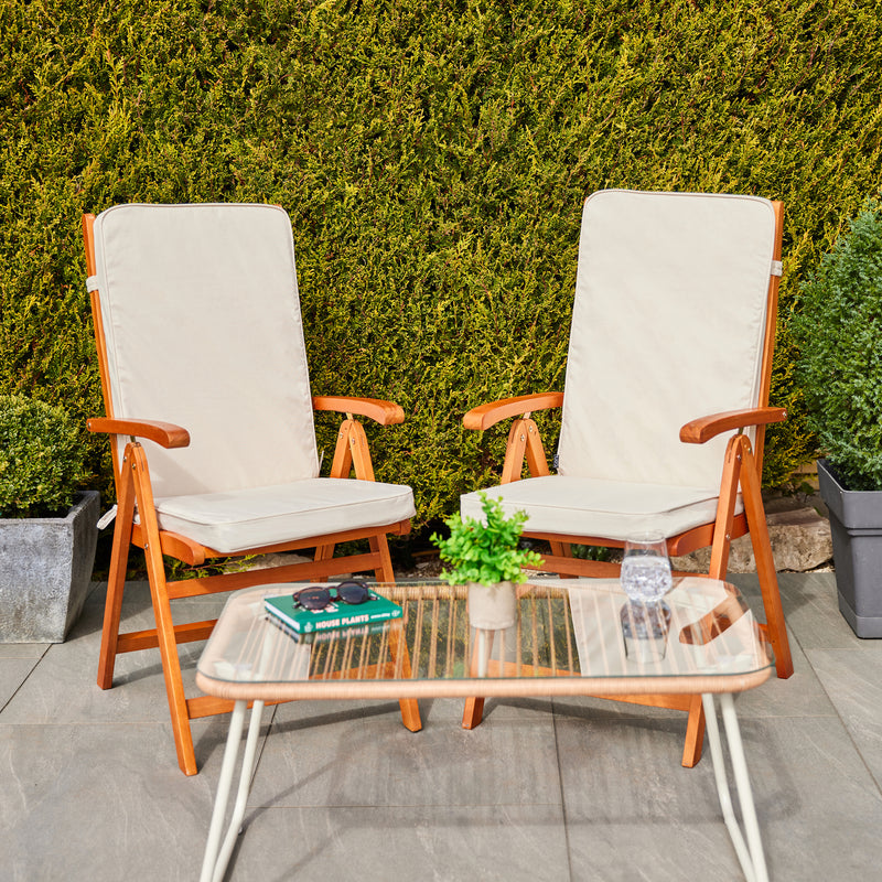 Plain Outdoor High Back Seat Pad - Beige