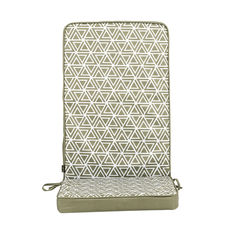 Geometric Print High Back Seat Pad Olive - Olive