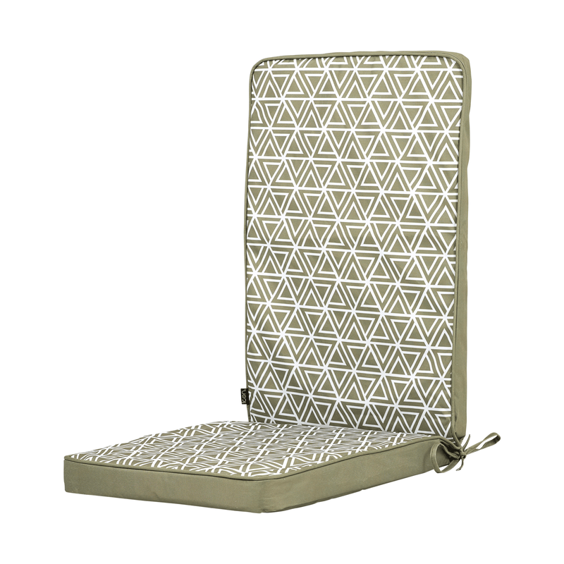 Geometric Print High Back Seat Pad Olive - Olive