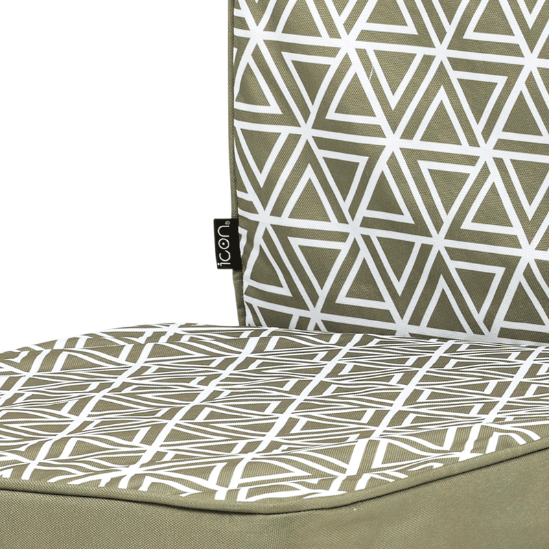 Geometric Print High Back Seat Pad Olive - Olive