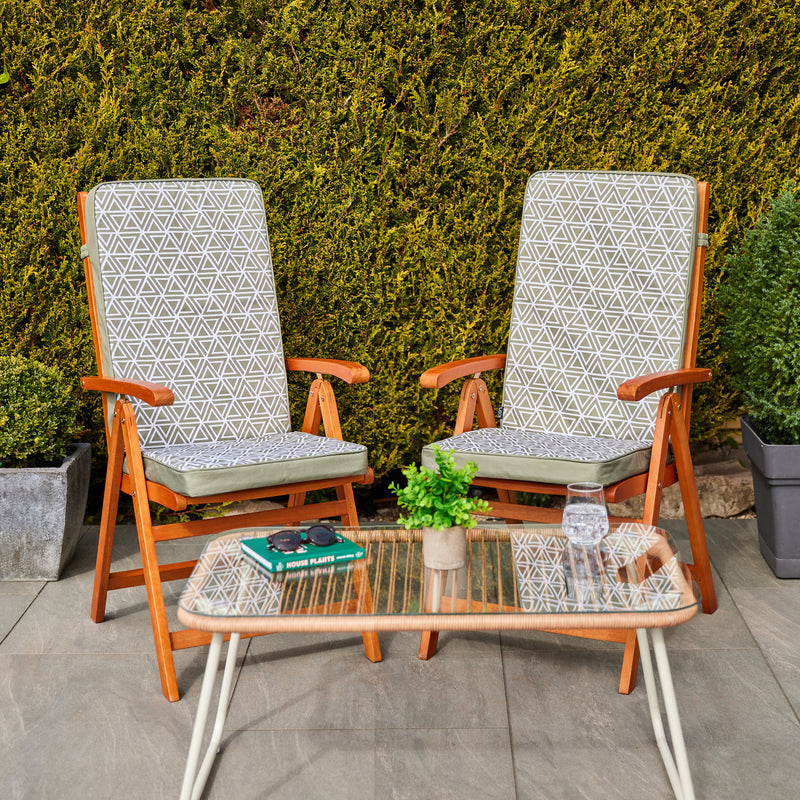 Geometric Print High Back Seat Pad Olive - Olive