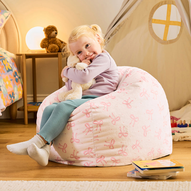 Kids Kingston Bow Brushed Velvet Classic Bean Bag