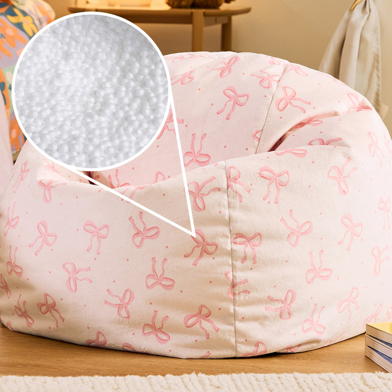 Kids Kingston Bow Brushed Velvet Classic Bean Bag