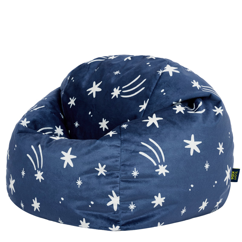 Kids Kingston Star Brushed Velvet Classic Bean Bag - Ink Blue