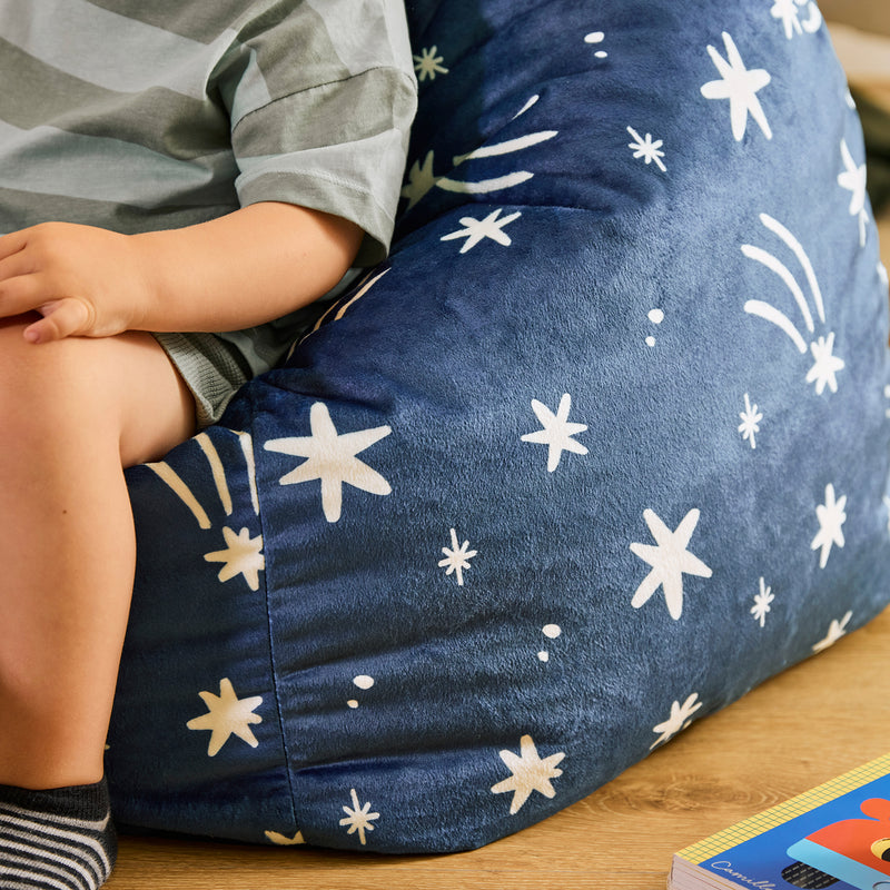 Kids Kingston Star Brushed Velvet Classic Bean Bag - Ink Blue
