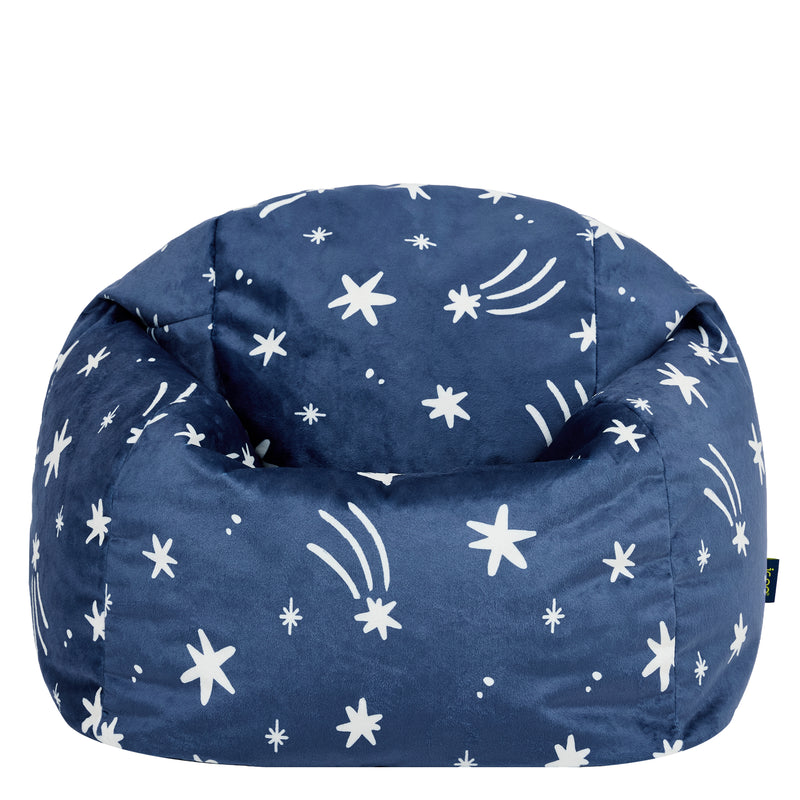 Kids Kingston Star Brushed Velvet Classic Bean Bag - Ink Blue