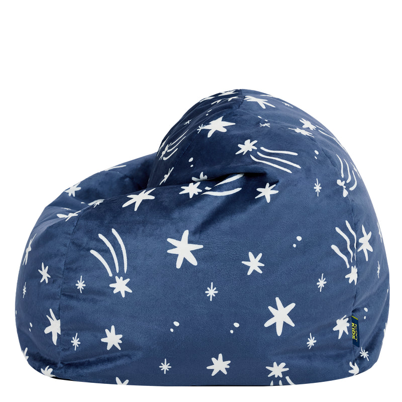 Kids Kingston Star Brushed Velvet Classic Bean Bag - Ink Blue
