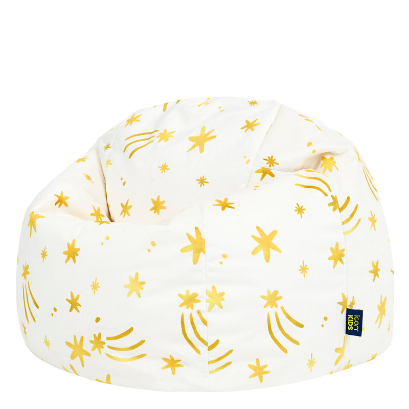Kids Kingston Star Brushed Velvet Classic Bean Bag - Cream