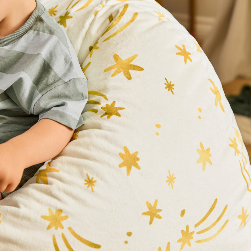 Kids Kingston Star Brushed Velvet Classic Bean Bag - Cream