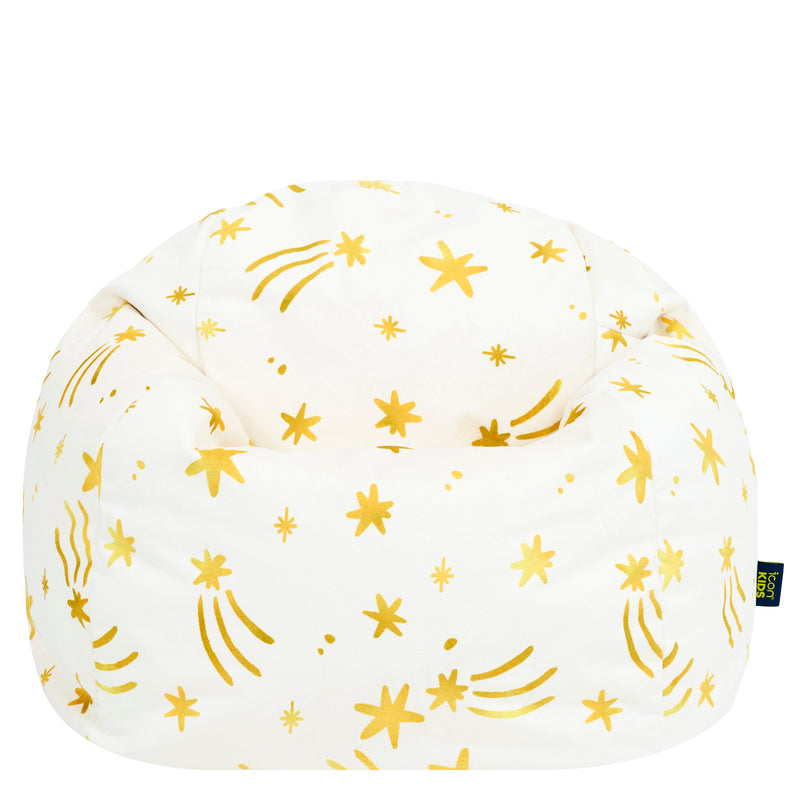 Kids Kingston Star Brushed Velvet Classic Bean Bag - Cream