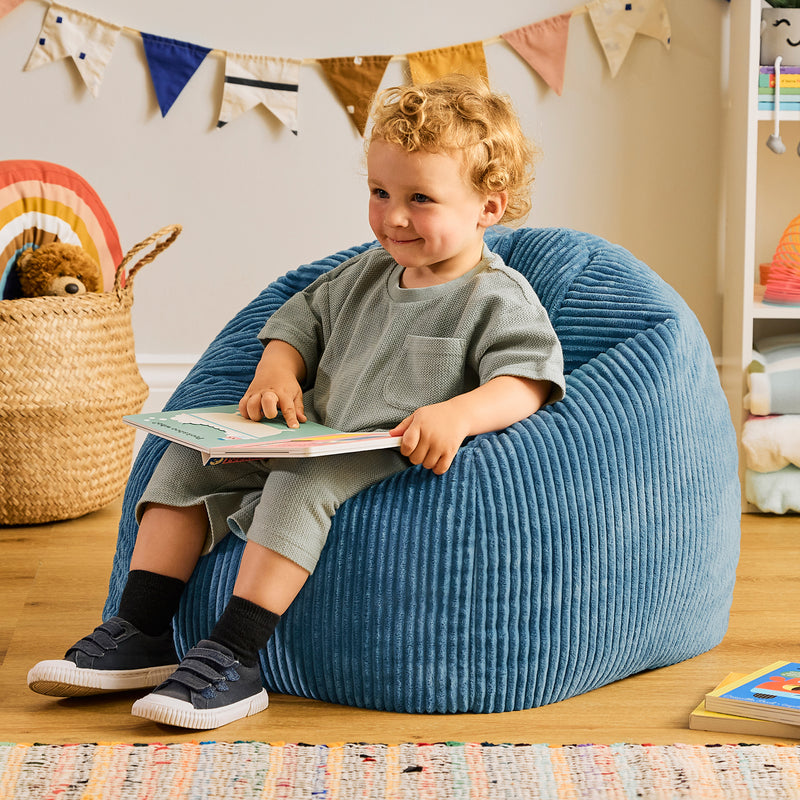 Kids Kingston Cord Classic Bean Bag - Denim Blue