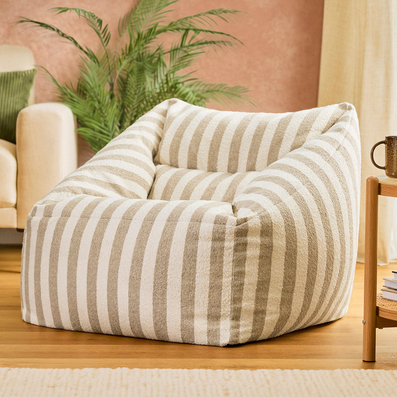 Natalia Stripe Bouclé Armchair Bean Bag - Natural