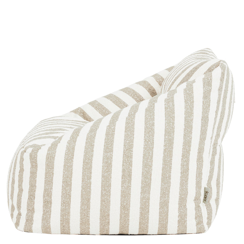 Natalia Stripe Bouclé Armchair Bean Bag - Natural