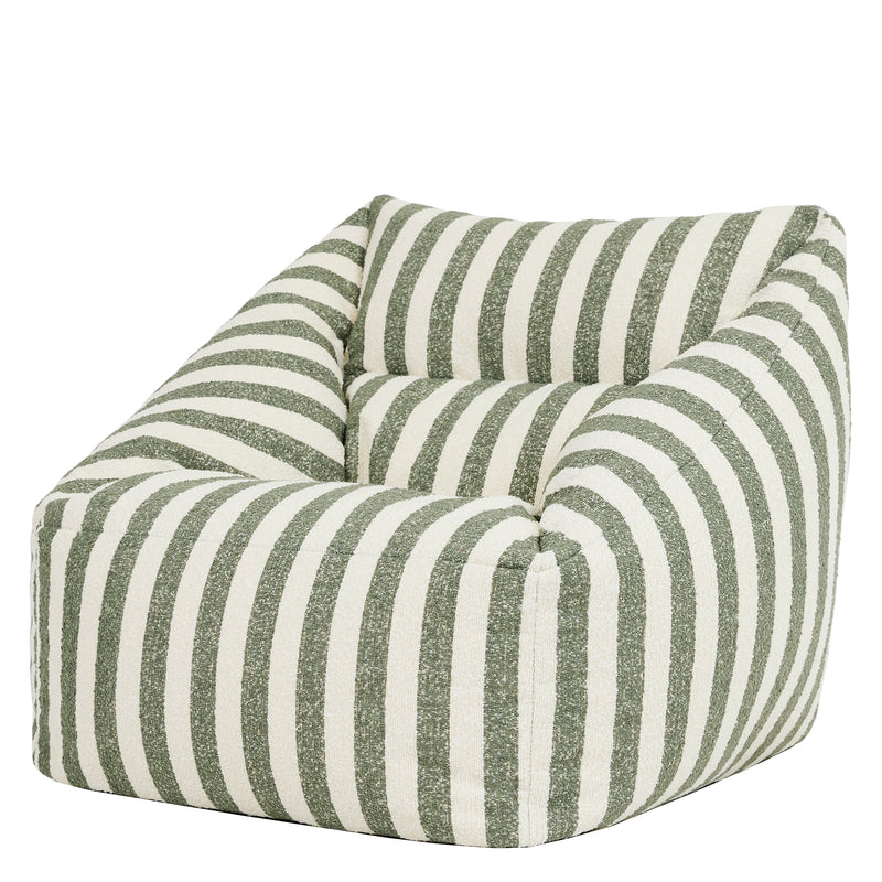 Natalia Stripe Bouclé Armchair Bean Bag - Olive Green