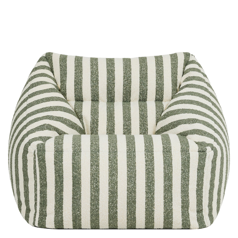 Natalia Stripe Bouclé Armchair Bean Bag - Olive Green