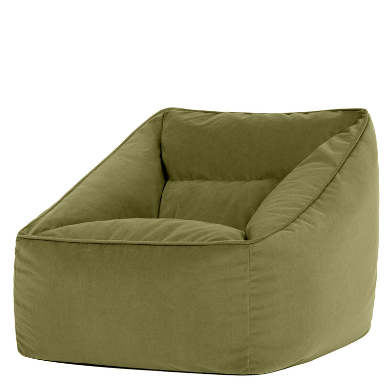 Natalia Velvet Armchair Bean Bag - Olive Green