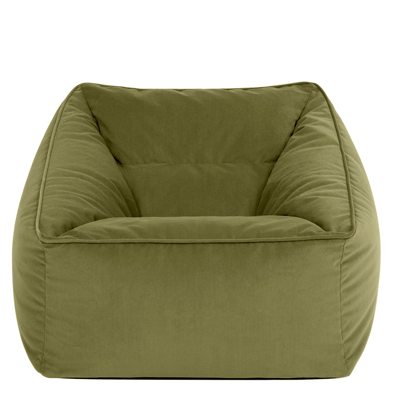 Natalia Velvet Armchair Bean Bag - Olive Green