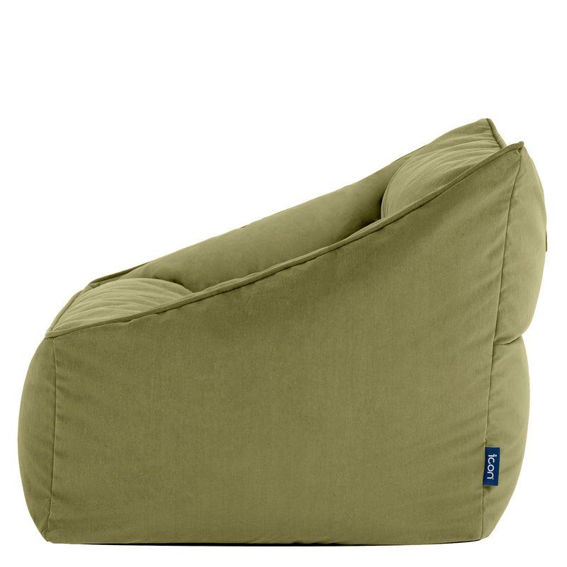 Natalia Velvet Armchair Bean Bag - Olive Green