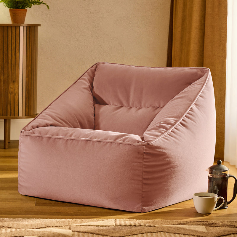 Natalia Velvet Armchair Bean Bag - Dawn Pink